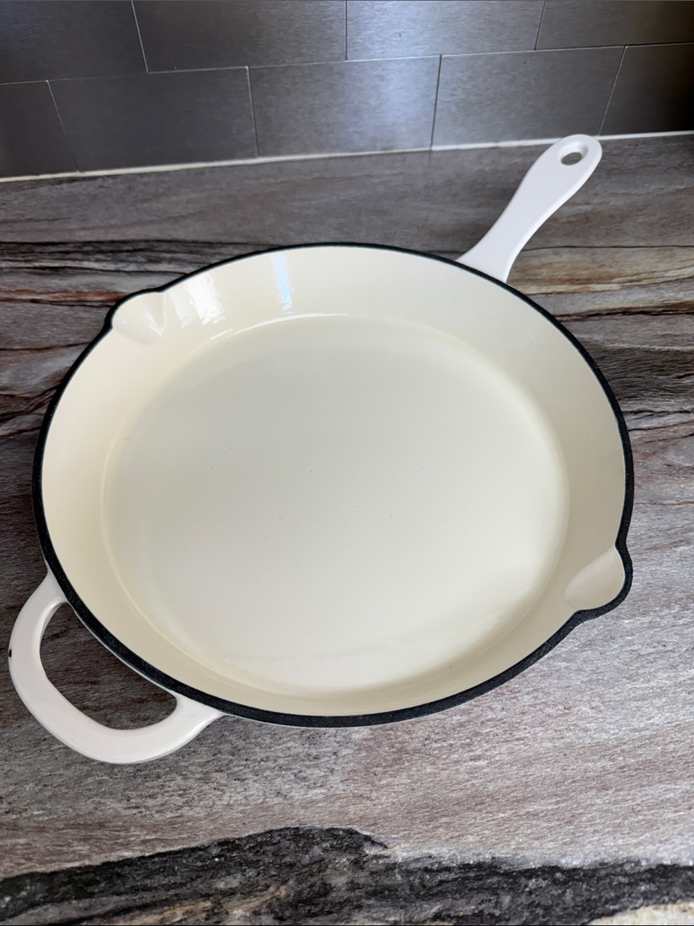 Smith & Clark Ironworks Enameled Cast Iron Skillet Pan - Cream